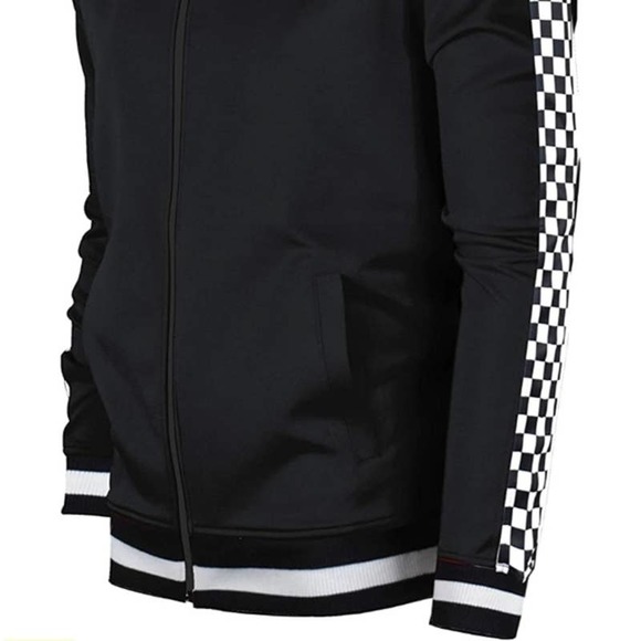 SCREENSHOT Men's Athletic Urban Hip-Hop Track Suit Black Checkered Jacket Large - Picture 10 of 15